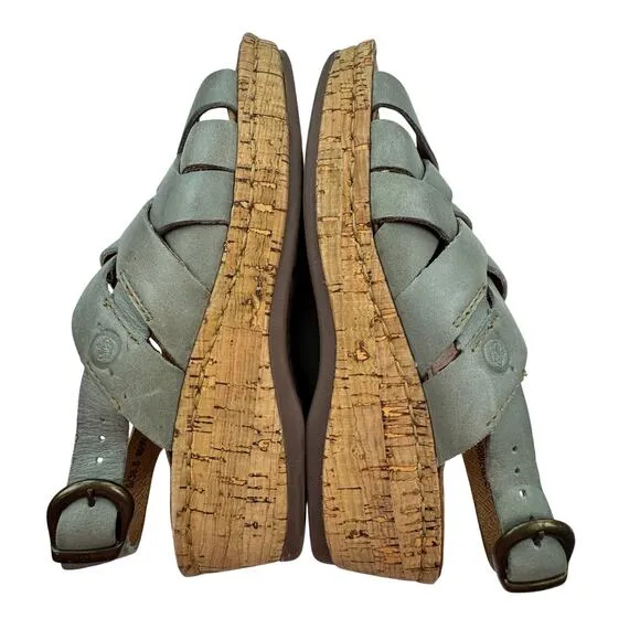 Born Laila Leather Strappy Wedge Cork Comfort Sandals Women's Size 6
