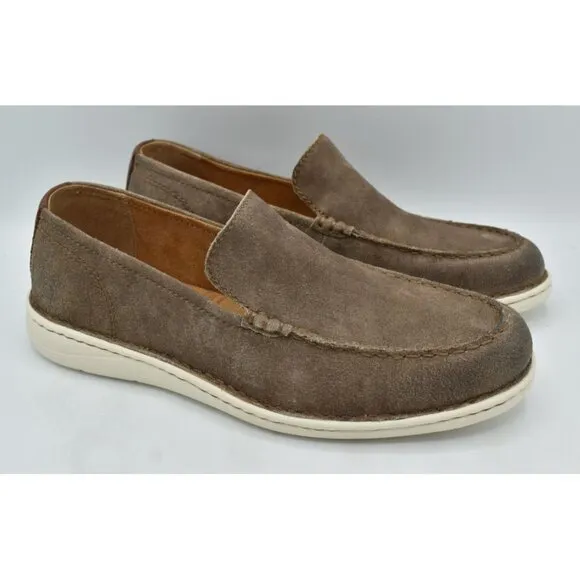 Born Mens Size 11 Thaton Taupe Brown Combo Nubuck Slip On Loafers Shoes