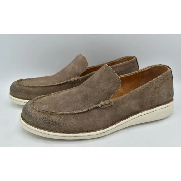 Born Mens Size 11 Thaton Taupe Brown Combo Nubuck Slip On Loafers Shoes