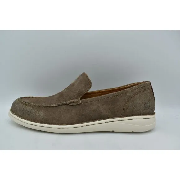Born Mens Size 11 Thaton Taupe Brown Combo Nubuck Slip On Loafers Shoes