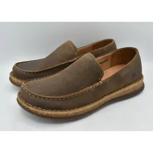 Born Mens Size 12 Baylor Taupe Distressed Suede Slip On Loafers Shoes