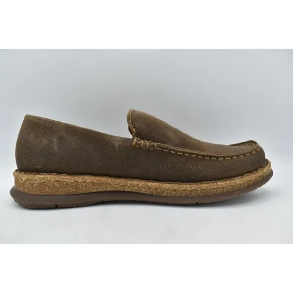 Born Mens Size 12 Baylor Taupe Distressed Suede Slip On Loafers Shoes