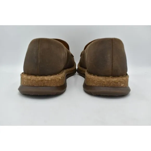 Born Mens Size 12 Baylor Taupe Distressed Suede Slip On Loafers Shoes