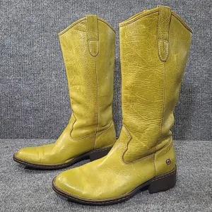 Born Shavano Western Riding Boots M/W W7728 H5 Chartreuse Leather Sz 6 US 36.5EU