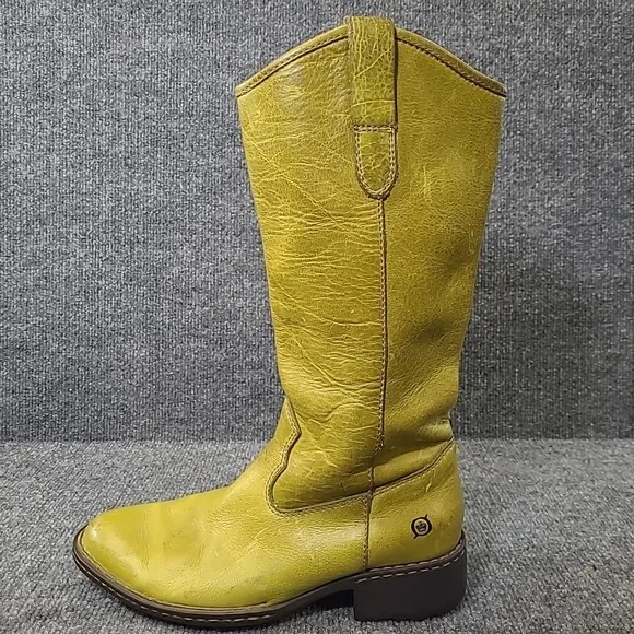 Born Shavano Western Riding Boots M/W W7728 H5 Chartreuse Leather Sz 6 US 36.5EU