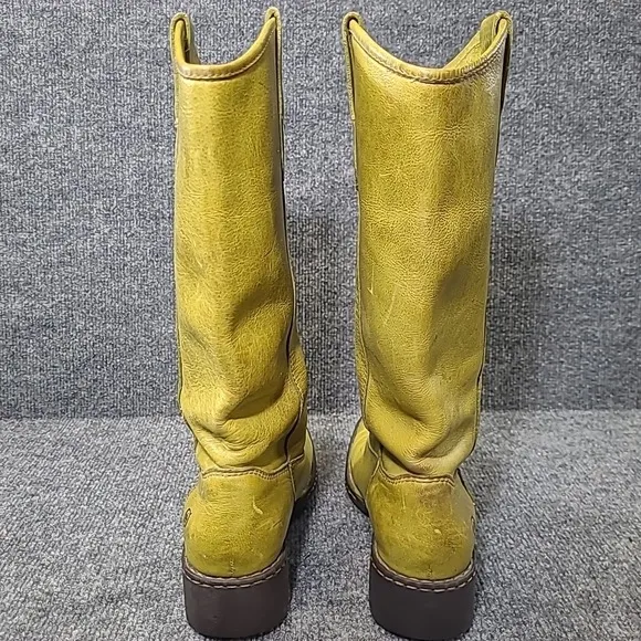 Born Shavano Western Riding Boots M/W W7728 H5 Chartreuse Leather Sz 6 US 36.5EU