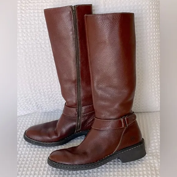 Born tall leather riding-style boots, women's