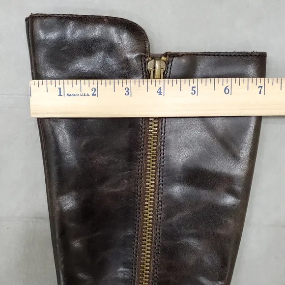 Born tall riding boots womens 6.5 brown distressed leather flannel lined harness