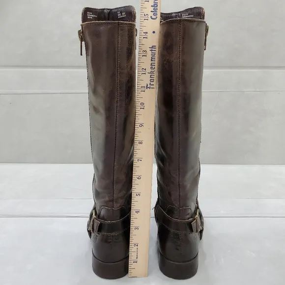 Born tall riding boots womens 6.5 brown distressed leather flannel lined harness