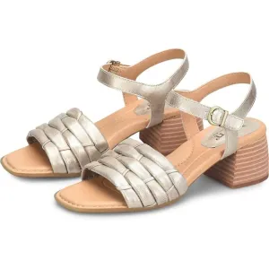 Born Women Sandals OpenToe Ankle Block Chunky Heels Leather Metallic Sz 9M NEW