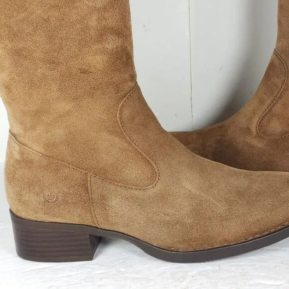 Born Women's Cotto US7,5M Brown Distressed Suede Lined Side Zip Riding Boots