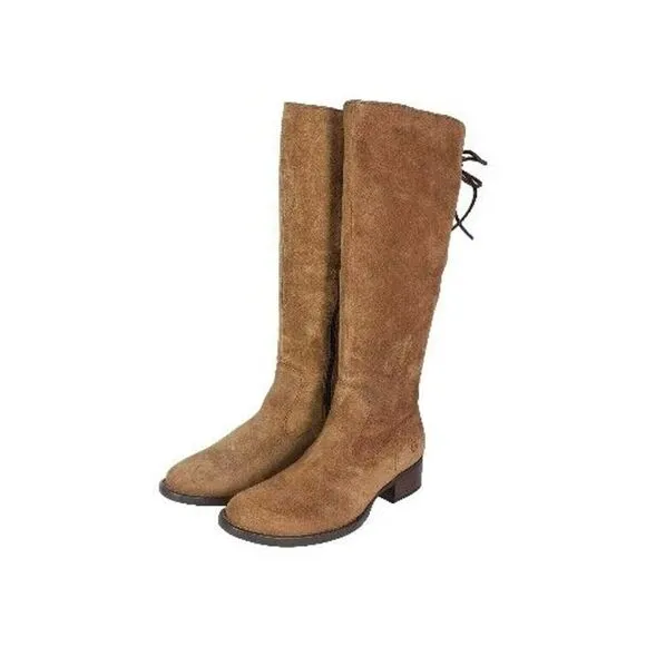 Born Women's Cotto US7,5M Brown Distressed Suede Lined Side Zip Riding Boots
