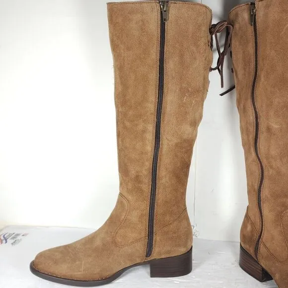 Born Women's Cotto US7,5M Brown Distressed Suede Lined Side Zip Riding Boots