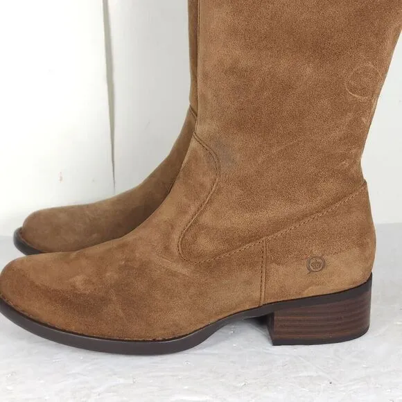 Born Women's Cotto US7,5M Brown Distressed Suede Lined Side Zip Riding Boots