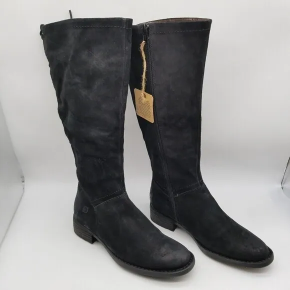 Born Womens Hayden BR0027009 Black Leather Knee High Riding Boots Size 6 M