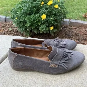 Born McGee Fringe Suede Slip On Loafers