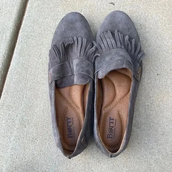 Born McGee Fringe Suede Slip On Loafers