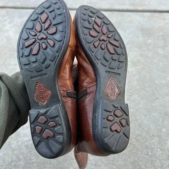 Born Sage Riding Boots Brown Button Side Zipper