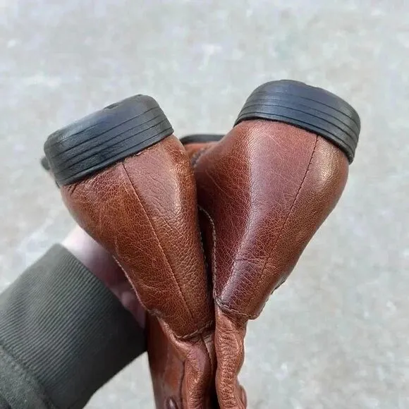 Born Sage Riding Boots Brown Button Side Zipper