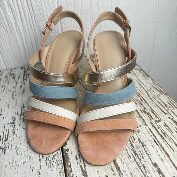 Botkier New York Sera Pump Block Heel Sandals Leather Strappy Size 7M