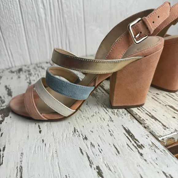 Botkier New York Sera Pump Block Heel Sandals Leather Strappy Size 7M