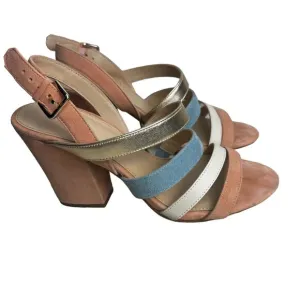 Botkier New York Sera Pump Block Heel Sandals Leather Strappy Size 7M