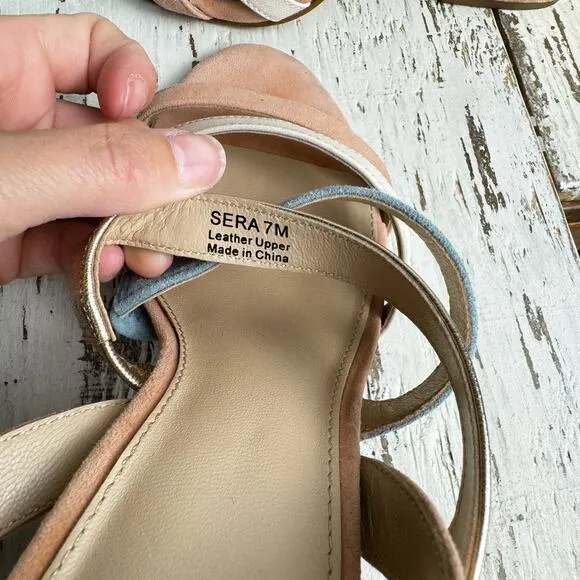 Botkier New York Sera Pump Block Heel Sandals Leather Strappy Size 7M