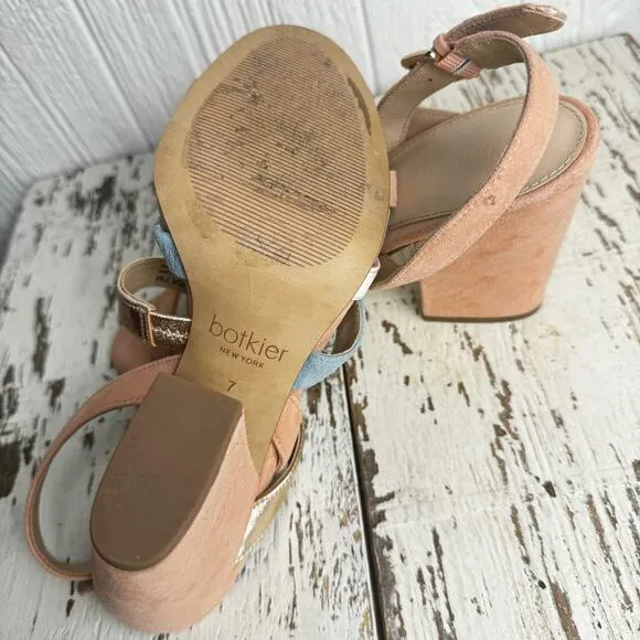 Botkier New York Sera Pump Block Heel Sandals Leather Strappy Size 7M