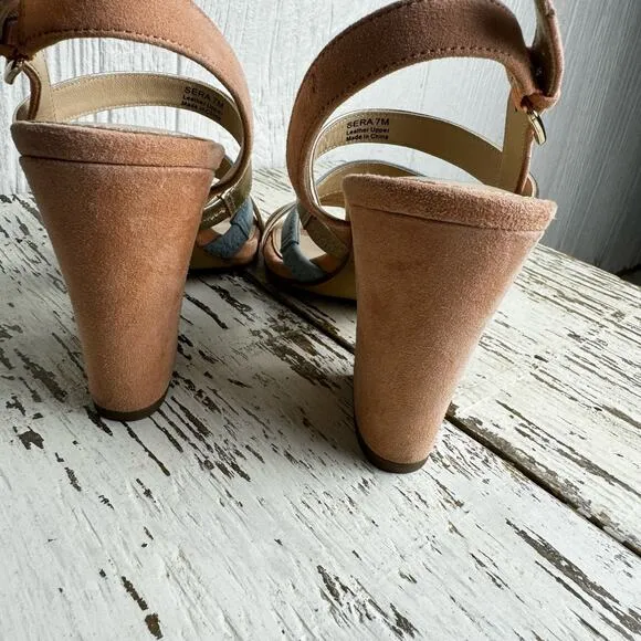 Botkier New York Sera Pump Block Heel Sandals Leather Strappy Size 7M