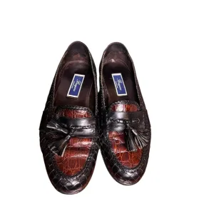 Bragano Tassel Loafers Real Crocodile Leather Dress Shoes Italy BRN Black 10.5W