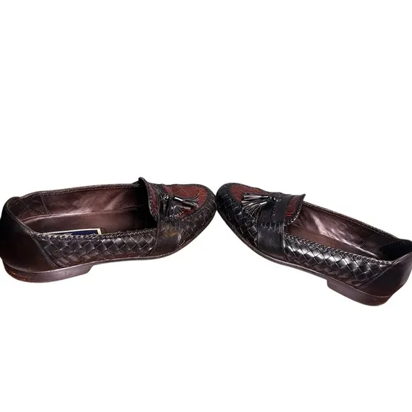 Bragano Tassel Loafers Real Crocodile Leather Dress Shoes Italy BRN Black 10.5W