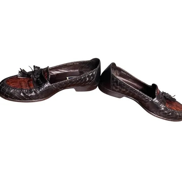 Bragano Tassel Loafers Real Crocodile Leather Dress Shoes Italy BRN Black 10.5W