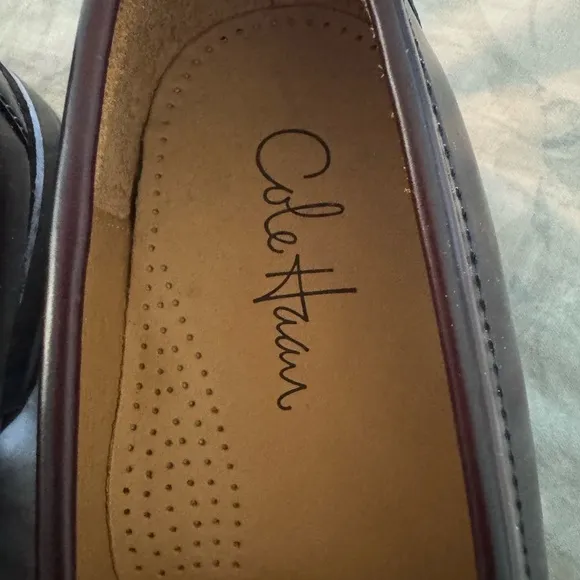 Brand new Cole Haan Black Leather Slip-On Loafers with Tassels