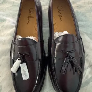 Brand new Cole Haan Black Leather Slip-On Loafers with Tassels