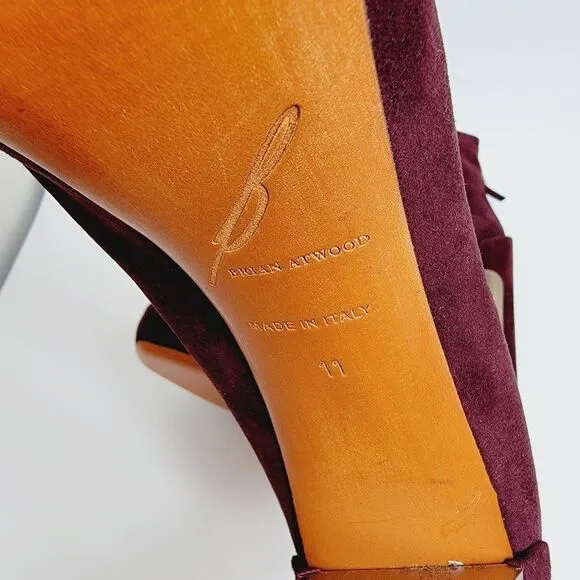 Brian Atwood Edeline Platform Suede Stretch Burgundy Ankle Boots 11 US 42.5
