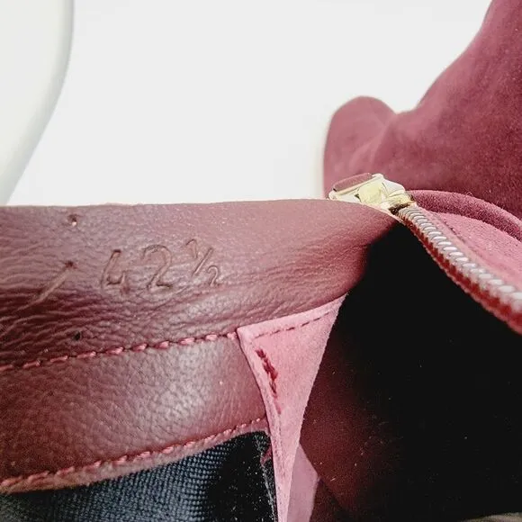 Brian Atwood Edeline Platform Suede Stretch Burgundy Ankle Boots 11 US 42.5