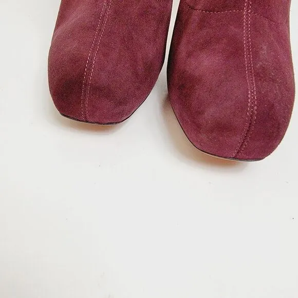Brian Atwood Edeline Platform Suede Stretch Burgundy Ankle Boots 11 US 42.5