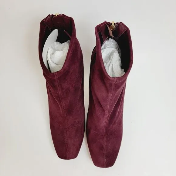 Brian Atwood Edeline Platform Suede Stretch Burgundy Ankle Boots 11 US 42.5