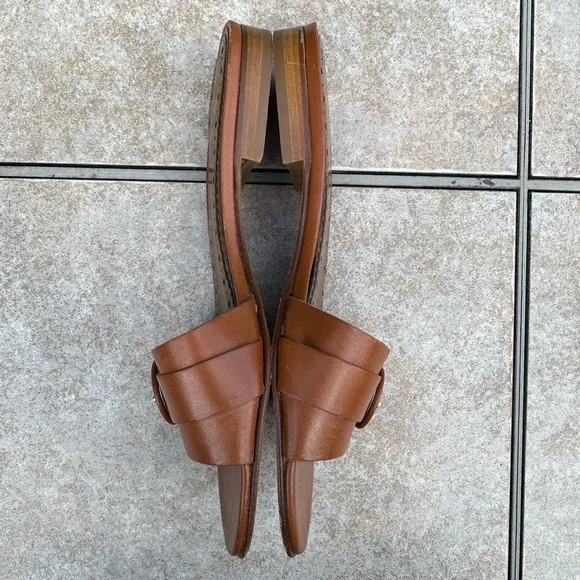 Brooks Brothers Brown Leather Slide Sandals