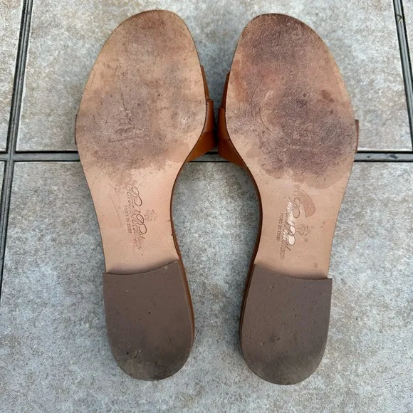 Brooks Brothers Brown Leather Slide Sandals
