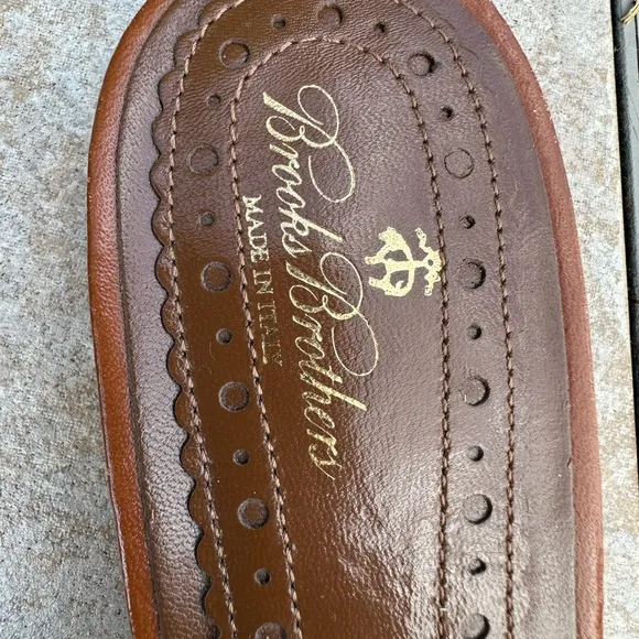 Brooks Brothers Brown Leather Slide Sandals