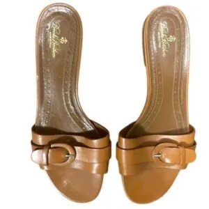 Brooks Brothers Brown Leather Slide Sandals