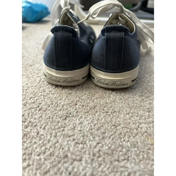 Brooks Brothers Navy Blue Canvas Lace Up Casual Sneakers Mens Size 7