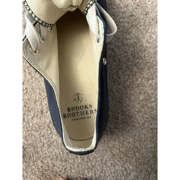 Brooks Brothers Navy Blue Canvas Lace Up Casual Sneakers Mens Size 7