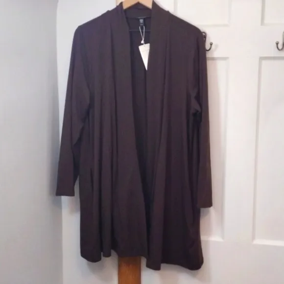 Brown Cardigan Jacket XL w/ Pockets  Sustainable TENCEL Elieen Fisher NWT