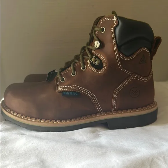 Brown Leather Lace-Up Boots with Moc Toe