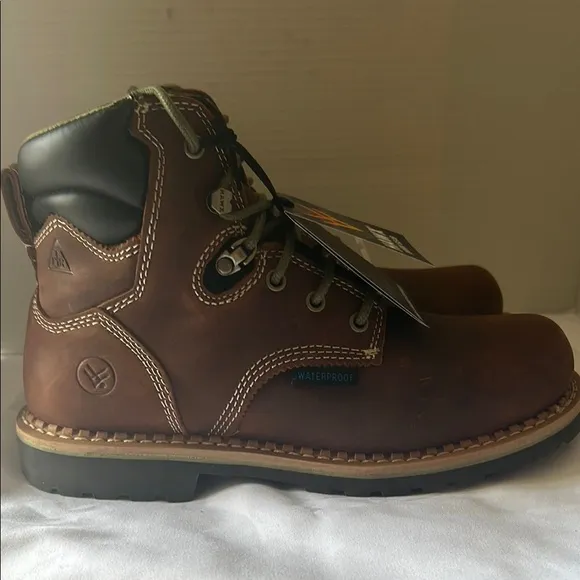 Brown Leather Lace-Up Boots with Moc Toe