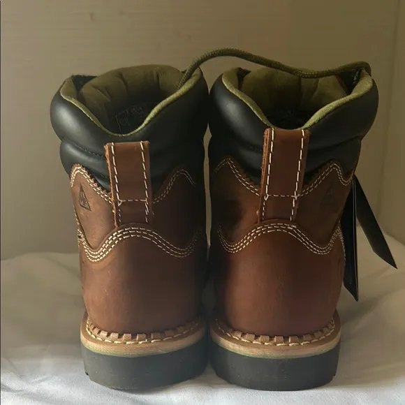 Brown Leather Lace-Up Boots with Moc Toe