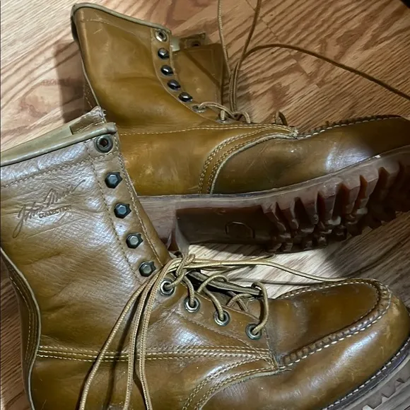 Brown Leather Lace-Up Boots