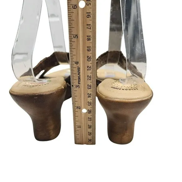Brown Leather Wedge Sandals By Earth Origins Womens Size 7.5